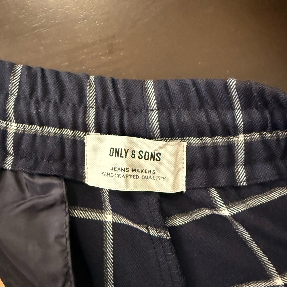 Navy Blue Checkered Pants - Picture 3 of 4